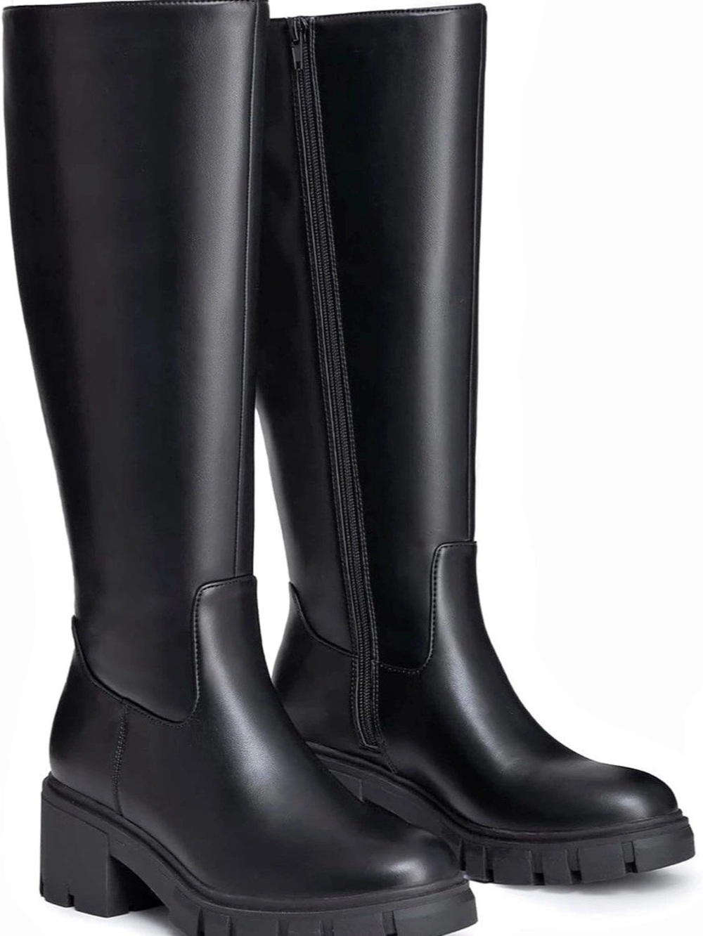 NWT- Women's Black Knee-High Lug Sole Boots